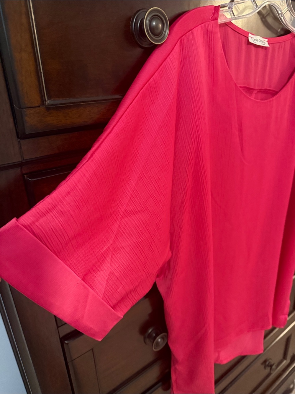 Bright Raspberry Short-Sleeve Scoop Neck Tunic - Picture 3 of 4